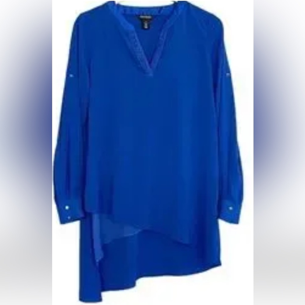 WHITE HOUSE BLACK MARKET Blue 3/4 Sleeve Relaxed Blouse